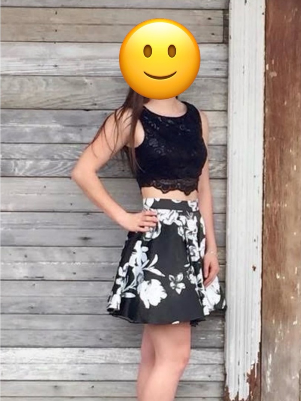 Macy’s City Studio Black Two-Piece Floral Party Dress
